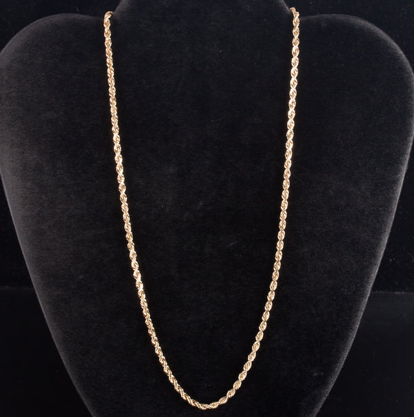 14k Yellow Gold Rope Style Chain Necklace 14.18g 18" Length 2.9mm Width