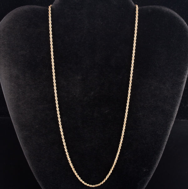 14k Yellow Gold Rope Style Chain Necklace 6.38g 18" Length 2.0mm Width