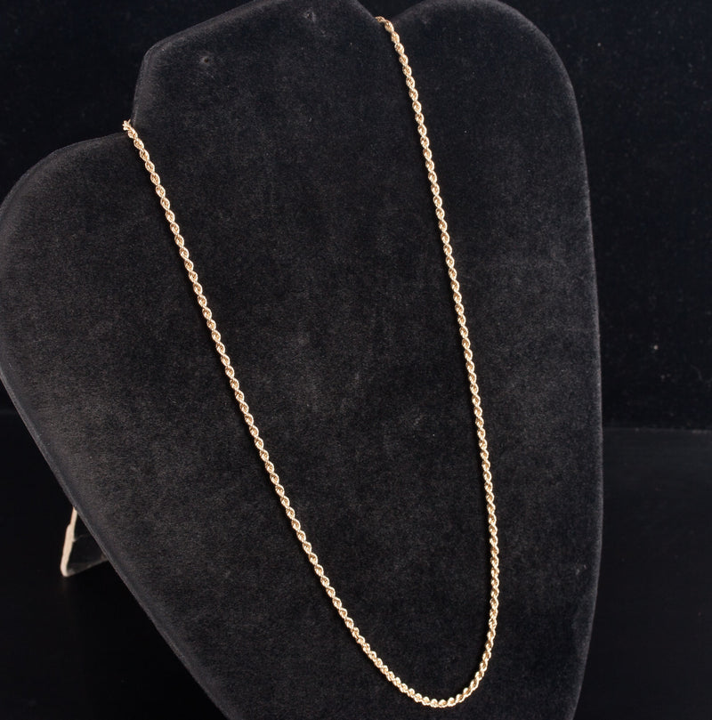 14k Yellow Gold Rope Style Chain Necklace 6.38g 18" Length 2.0mm Width