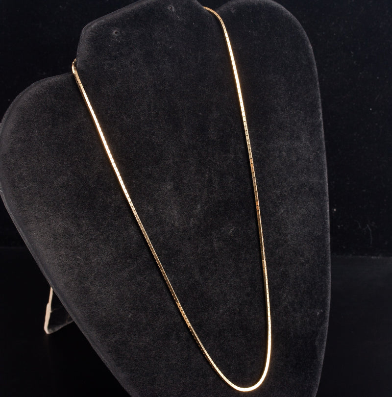 14k Yellow Gold Italian Box Style Chain Necklace 8.5g 18" Length 1.25mm Width