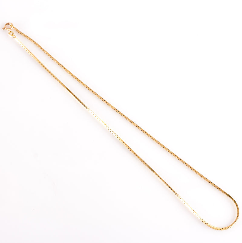14k Yellow Gold Italian Box Style Chain Necklace 8.5g 18" Length 1.25mm Width