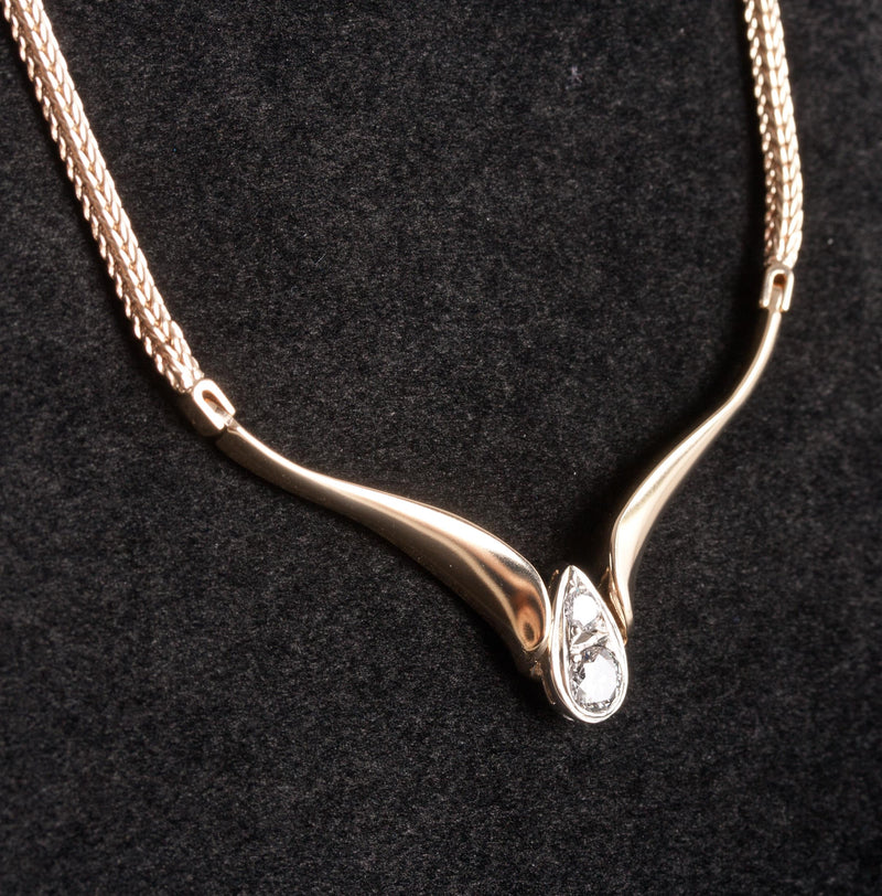 14k Yellow White Gold Round G - H SI2 Diamond Necklace W/ 16" Chain .55ctw 13.3g