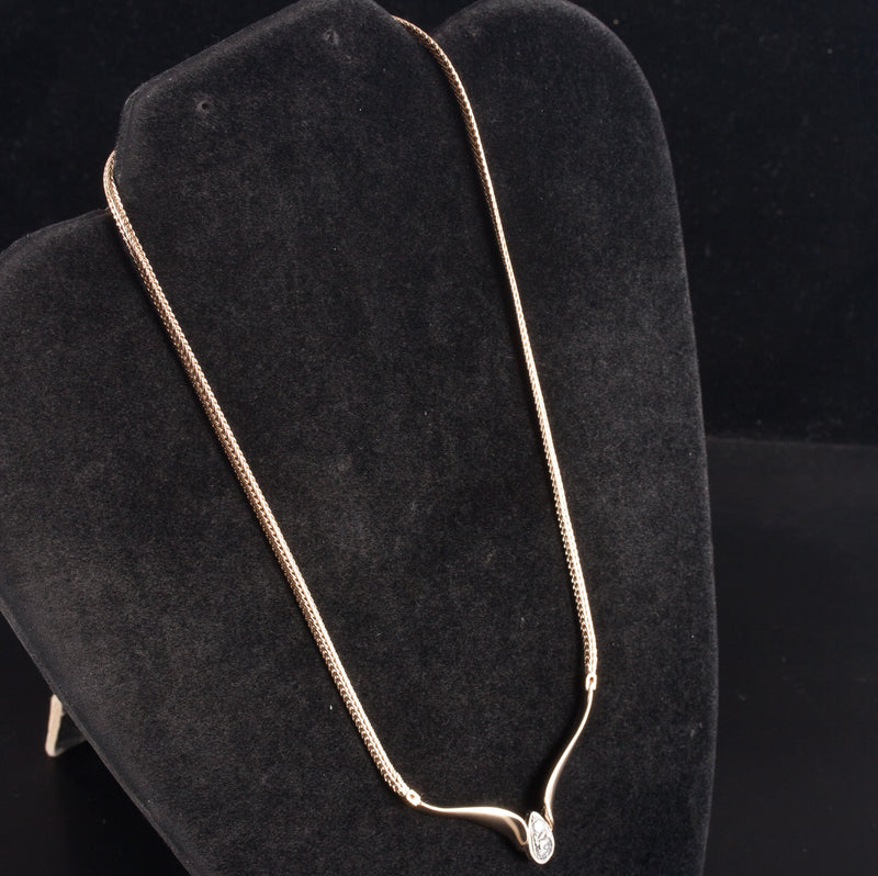 14k Yellow White Gold Round G - H SI2 Diamond Necklace W/ 16" Chain .55ctw 13.3g