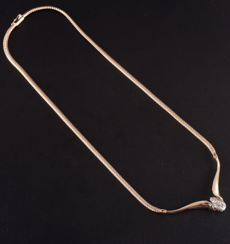 14k Yellow White Gold Round G - H SI2 Diamond Necklace W/ 16" Chain .55ctw 13.3g