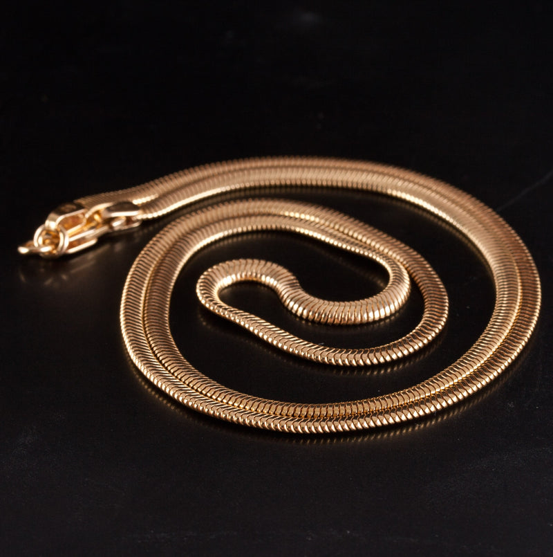 14k Yellow Gold Italian Low Dome Snake Style Chain Necklace 12.35g 19.25" Length