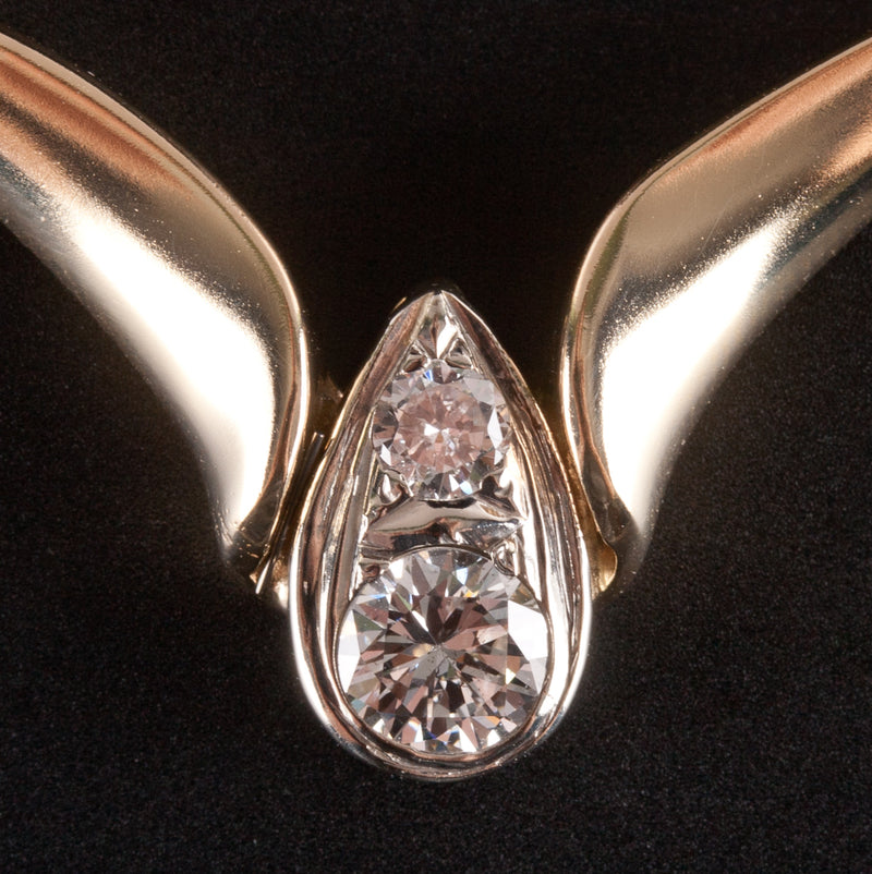 14k Yellow White Gold Round G - H SI2 Diamond Necklace W/ 16" Chain .55ctw 13.3g