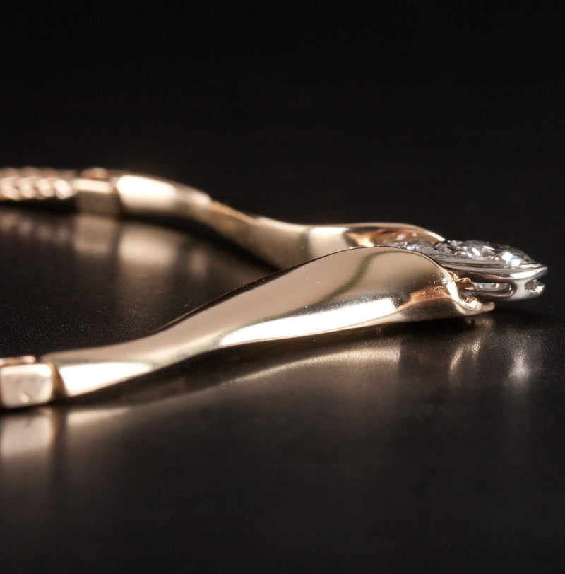 14k Yellow White Gold Round G - H SI2 Diamond Necklace W/ 16" Chain .55ctw 13.3g