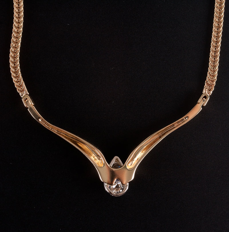 14k Yellow White Gold Round G - H SI2 Diamond Necklace W/ 16" Chain .55ctw 13.3g