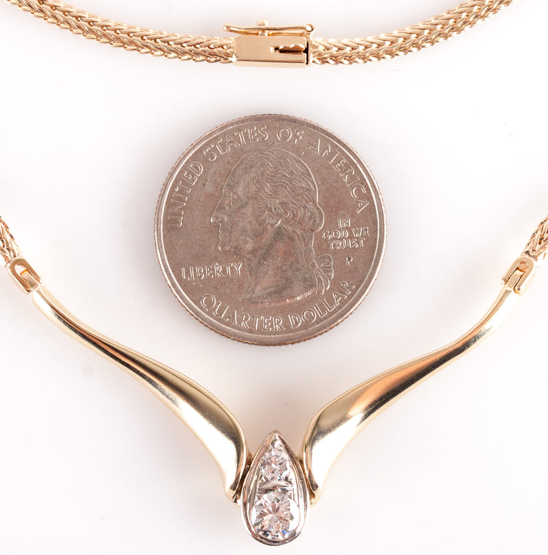 14k Yellow White Gold Round G - H SI2 Diamond Necklace W/ 16" Chain .55ctw 13.3g