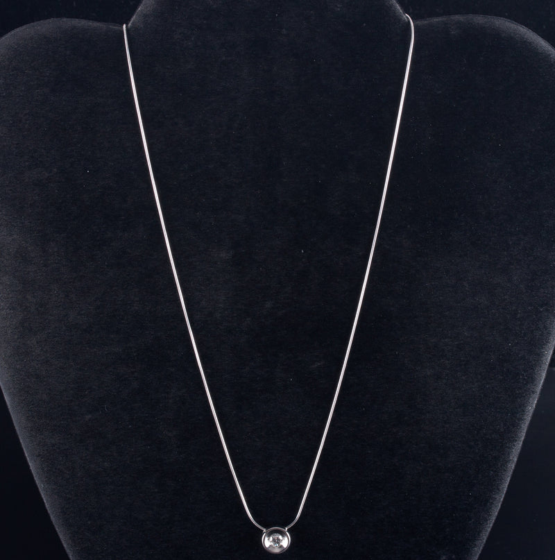 14k White Gold Round H I1 Diamond Solitaire Necklace W/ 18" Chain .25ct 3.52g
