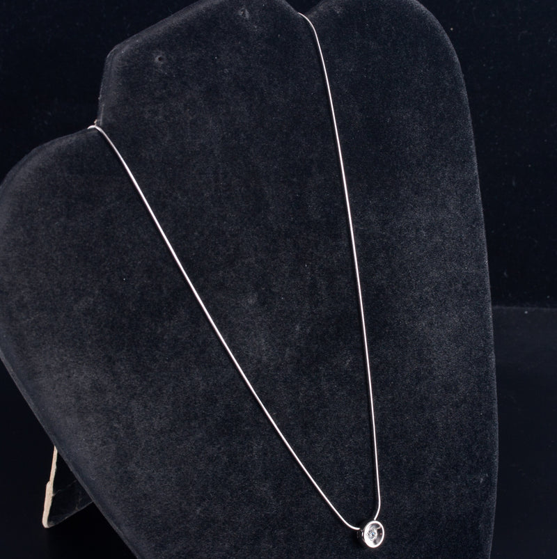 14k White Gold Round H I1 Diamond Solitaire Necklace W/ 18" Chain .25ct 3.52g