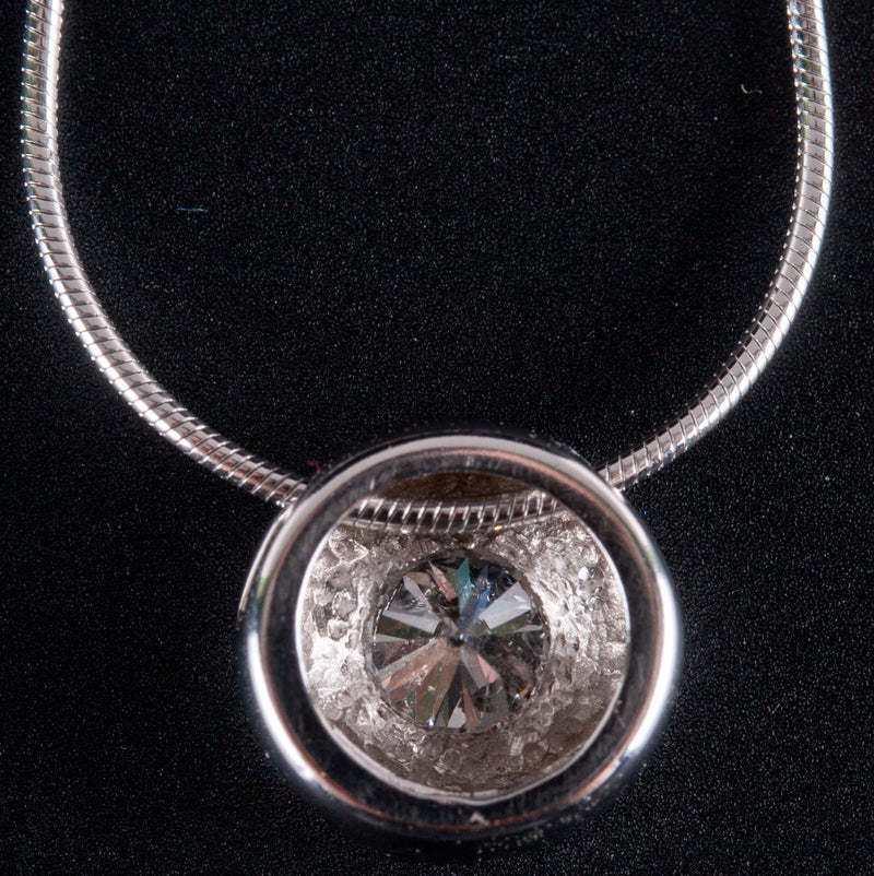 14k White Gold Round H I1 Diamond Solitaire Necklace W/ 18" Chain .25ct 3.52g