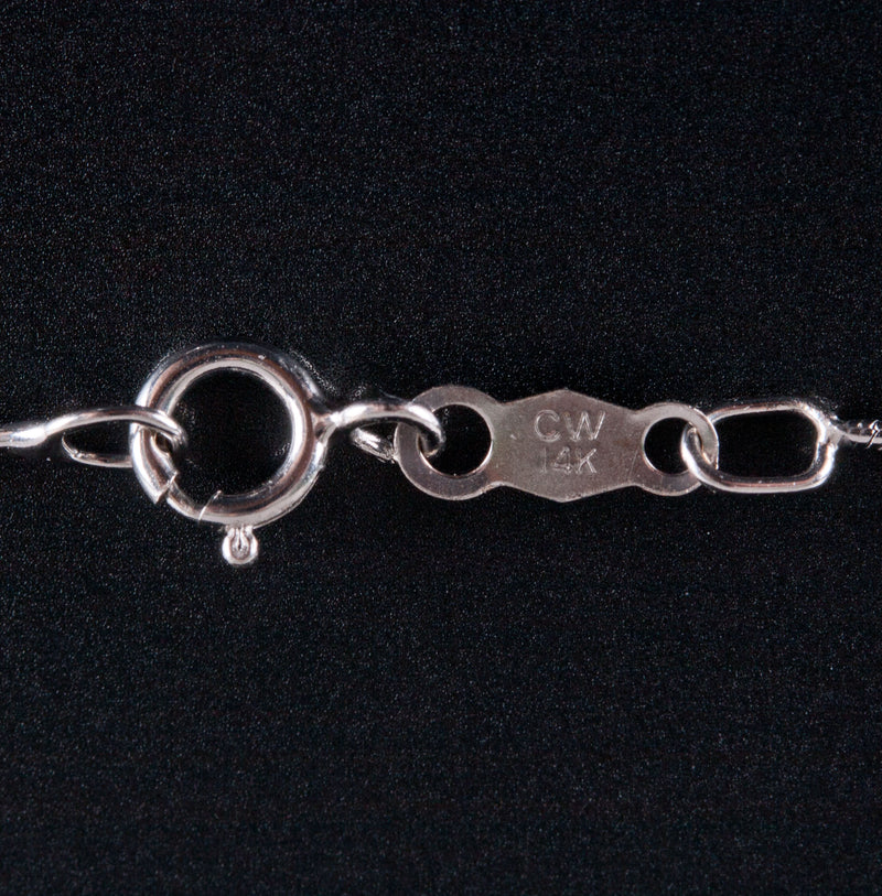 14k White Gold Round H I1 Diamond Solitaire Necklace W/ 18" Chain .25ct 3.52g