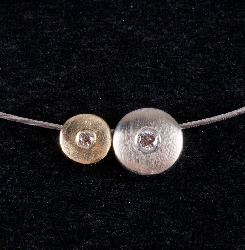 14k White Yellow Gold G - H SI1 Diamond Necklace W/ 16" Wire Chain .03ctw 1.89g