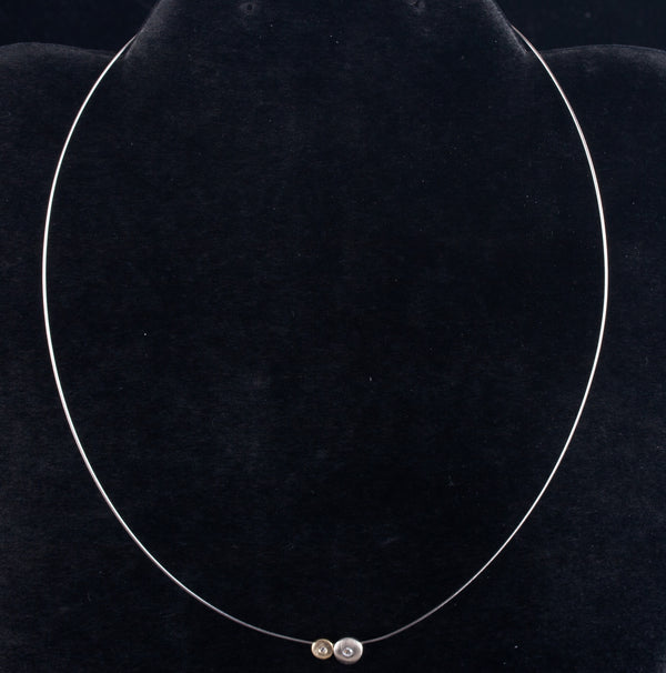 14k White Yellow Gold G - H SI1 Diamond Necklace W/ 16" Wire Chain .03ctw 1.89g