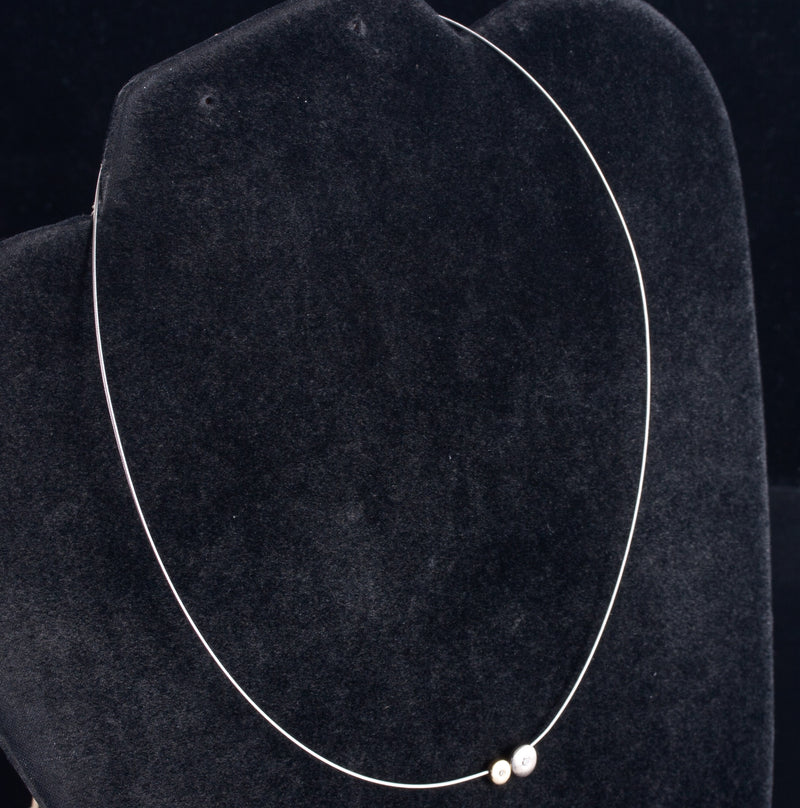 14k White Yellow Gold G - H SI1 Diamond Necklace W/ 16" Wire Chain .03ctw 1.89g