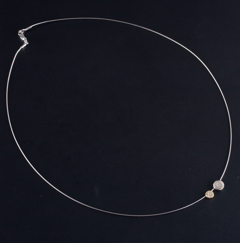 14k White Yellow Gold G - H SI1 Diamond Necklace W/ 16" Wire Chain .03ctw 1.89g