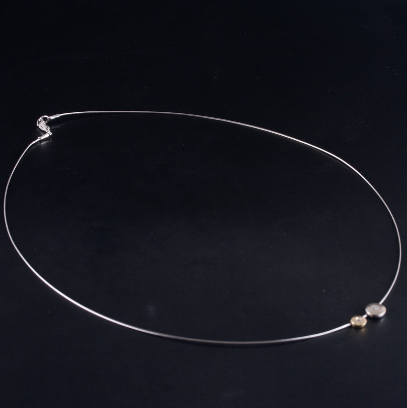 14k White Yellow Gold G - H SI1 Diamond Necklace W/ 16" Wire Chain .03ctw 1.89g