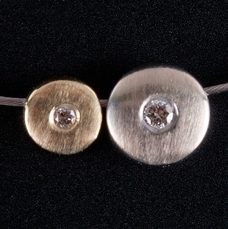 14k White Yellow Gold G - H SI1 Diamond Necklace W/ 16" Wire Chain .03ctw 1.89g