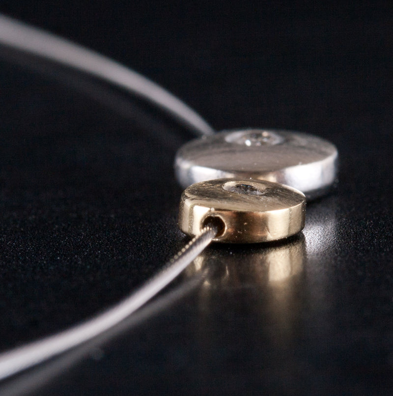 14k White Yellow Gold G - H SI1 Diamond Necklace W/ 16" Wire Chain .03ctw 1.89g