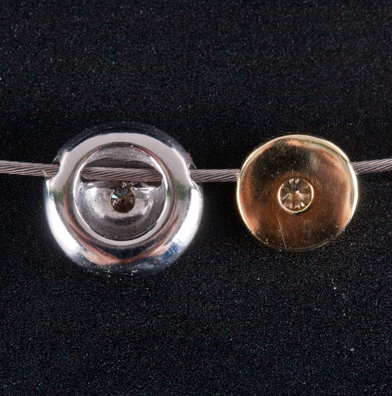 14k White Yellow Gold G - H SI1 Diamond Necklace W/ 16" Wire Chain .03ctw 1.89g