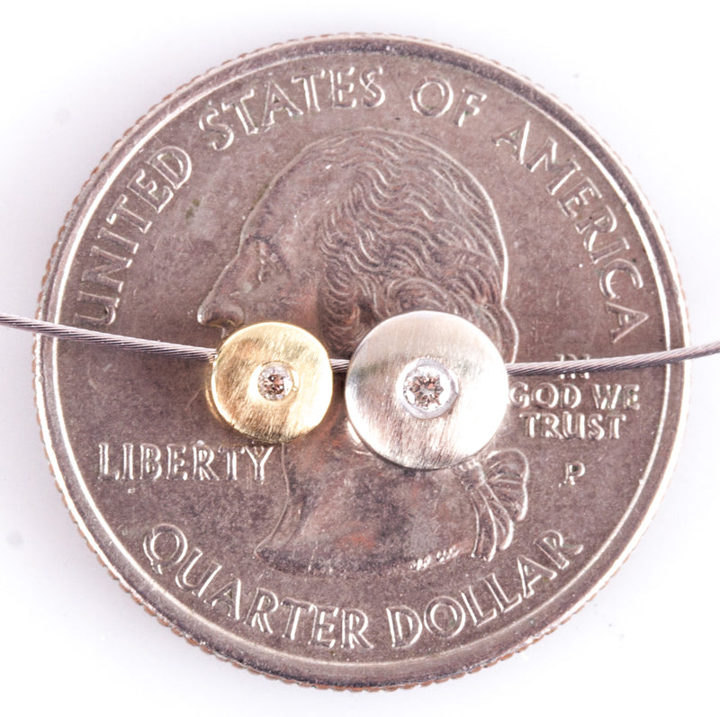 14k White Yellow Gold G - H SI1 Diamond Necklace W/ 16" Wire Chain .03ctw 1.89g