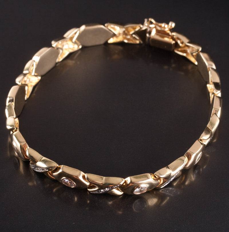 14k Yellow Gold Round G-H SI1-SI2 Diamond Tennis Bracelet 1.0ctw 7.25" Length