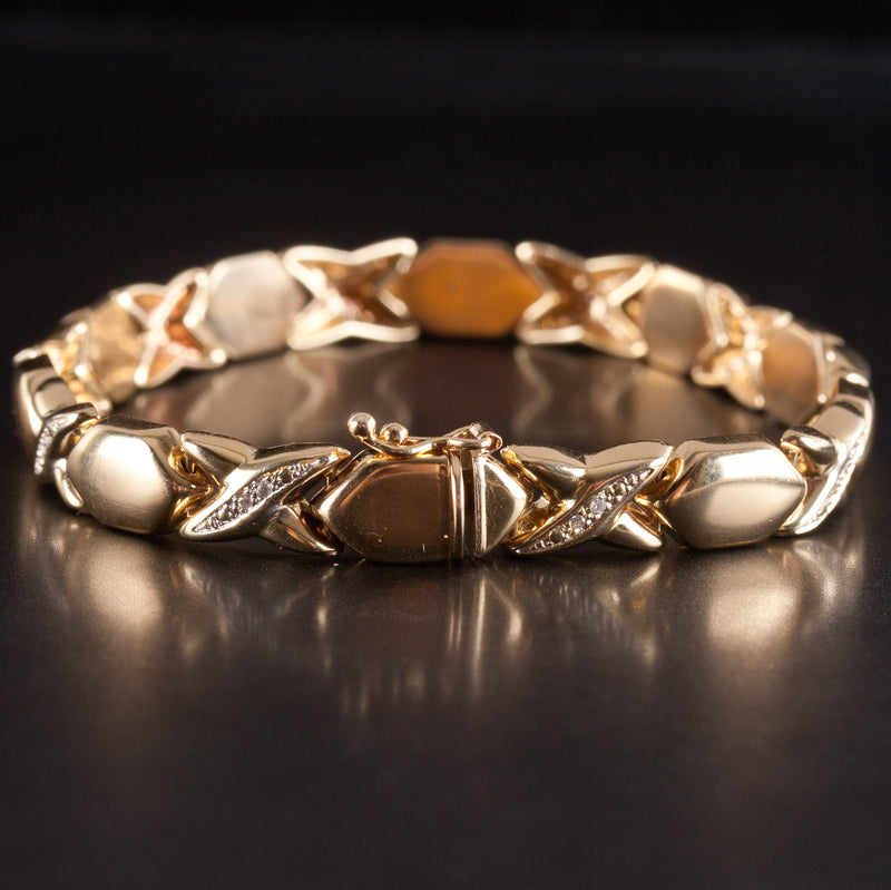 14k Yellow Gold Round G-H SI1-SI2 Diamond Tennis Bracelet 1.0ctw 7.25" Length