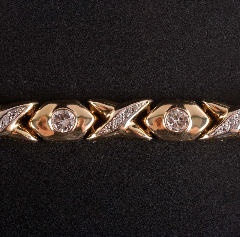 14k Yellow Gold Round G-H SI1-SI2 Diamond Tennis Bracelet 1.0ctw 7.25" Length