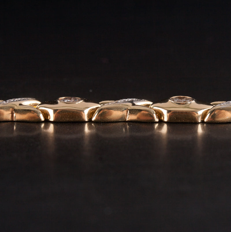 14k Yellow Gold Round G-H SI1-SI2 Diamond Tennis Bracelet 1.0ctw 7.25" Length