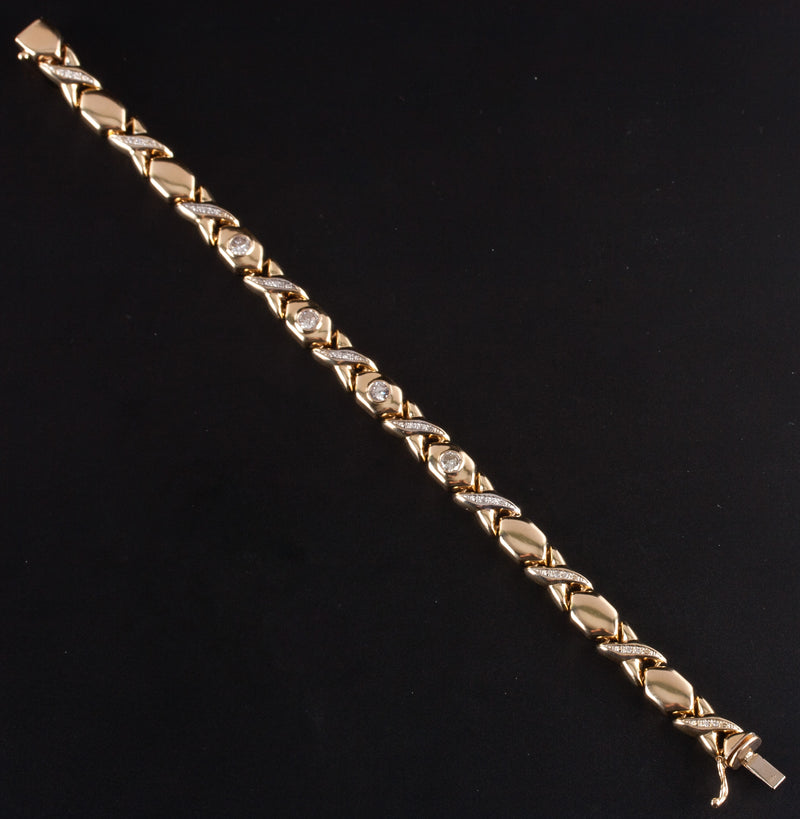 14k Yellow Gold Round G-H SI1-SI2 Diamond Tennis Bracelet 1.0ctw 7.25" Length