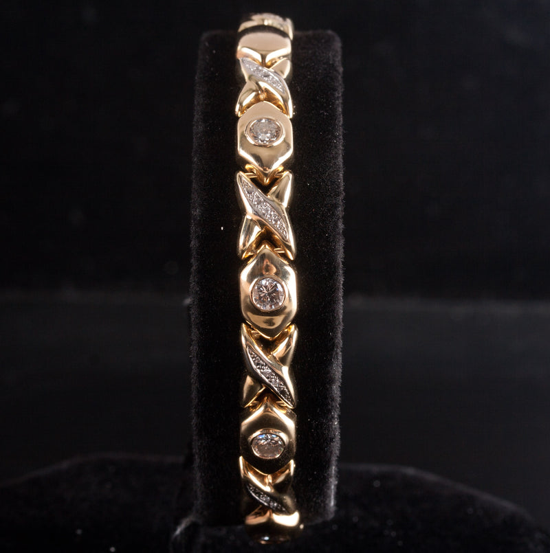 14k Yellow Gold Round G-H SI1-SI2 Diamond Tennis Bracelet 1.0ctw 7.25" Length