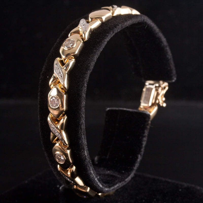 14k Yellow Gold Round G-H SI1-SI2 Diamond Tennis Bracelet 1.0ctw 7.25" Length