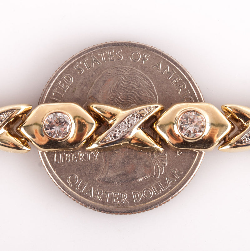 14k Yellow Gold Round G-H SI1-SI2 Diamond Tennis Bracelet 1.0ctw 7.25" Length