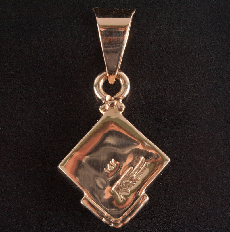 14k Yellow Gold Knifewing Segura Opal Onyx Coral Pendant 5.52g 36.4mm x 18.7mm