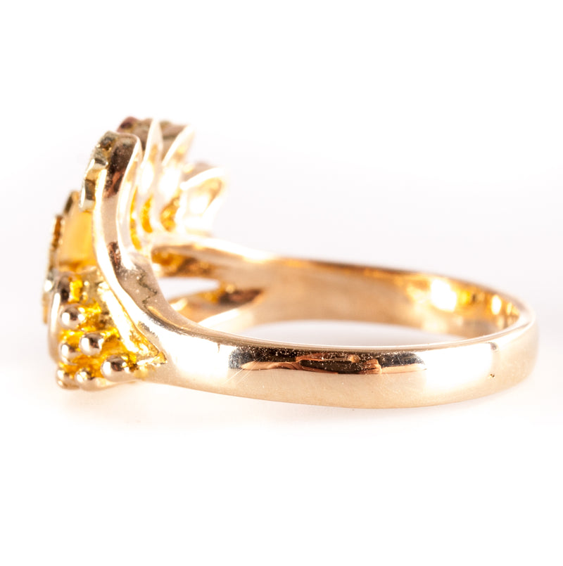 10k Black Hills Gold Tri-Color Floral Leaf Style Ring 2.95g