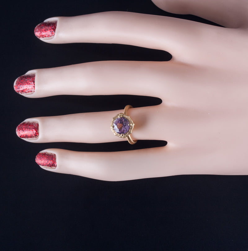 18k Yellow Gold Pink AA Sapphire Solitaire Brush Finish Ring 2.10ct 4.51g