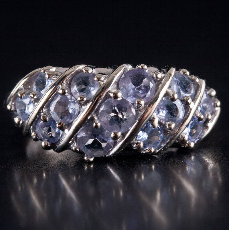 14k White Gold Round Tanzanite Cluster Style Ring 1.85ctw 4.12g