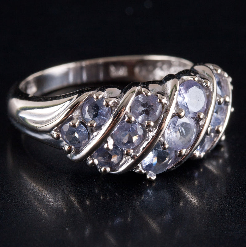 14k White Gold Round Tanzanite Cluster Style Ring 1.85ctw 4.12g