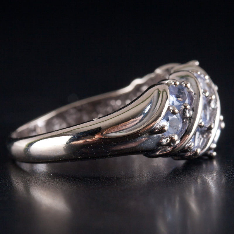 14k White Gold Round Tanzanite Cluster Style Ring 1.85ctw 4.12g