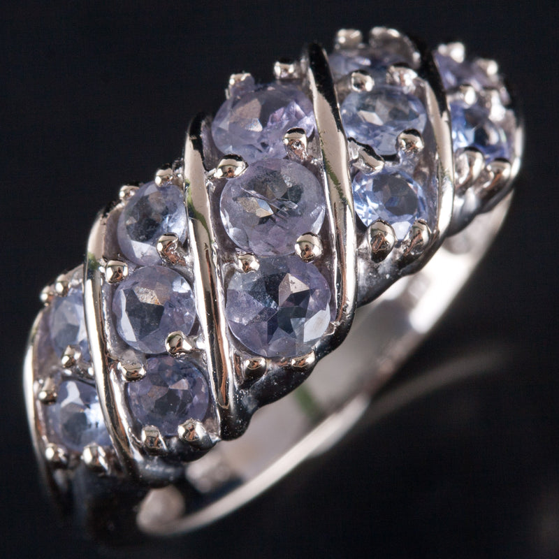 14k White Gold Round Tanzanite Cluster Style Ring 1.85ctw 4.12g