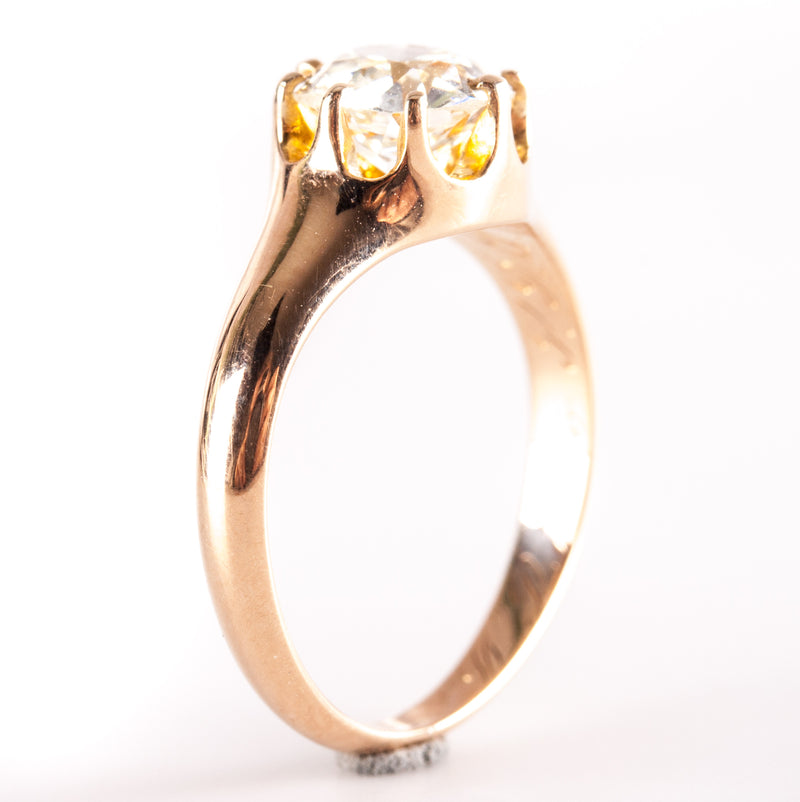 Vintage 1880's 14k Yellow Gold Old Euro Diamond Solitaire Engagement Ring .82ct