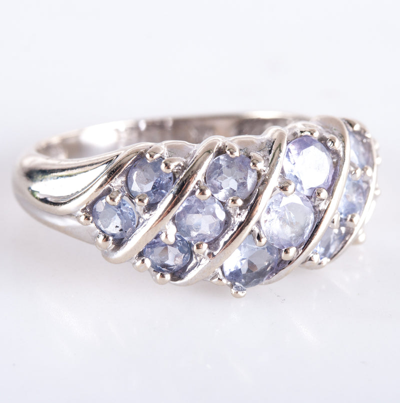 14k White Gold Round Tanzanite Cluster Style Ring 1.85ctw 4.12g