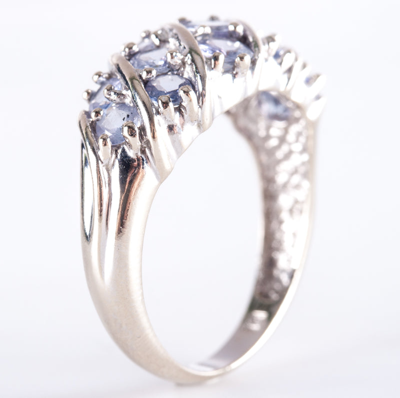 14k White Gold Round Tanzanite Cluster Style Ring 1.85ctw 4.12g