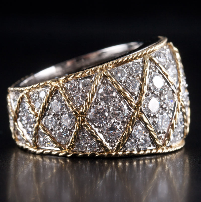 Platinum 14k Yellow Gold Round Diamond Two-Tone Cocktail Ring 2.26ctw 25.8g