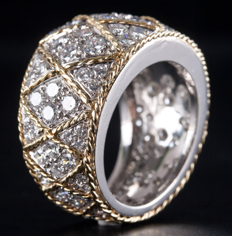Platinum 14k Yellow Gold Round Diamond Two-Tone Cocktail Ring 2.26ctw 25.8g