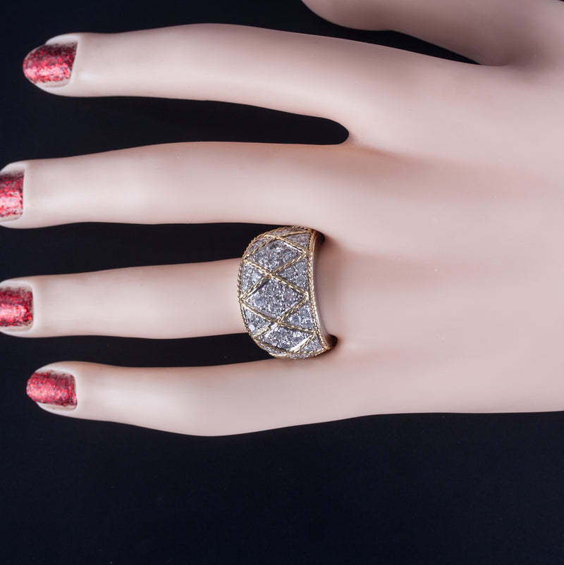 Platinum 14k Yellow Gold Round Diamond Two-Tone Cocktail Ring 2.26ctw 25.8g