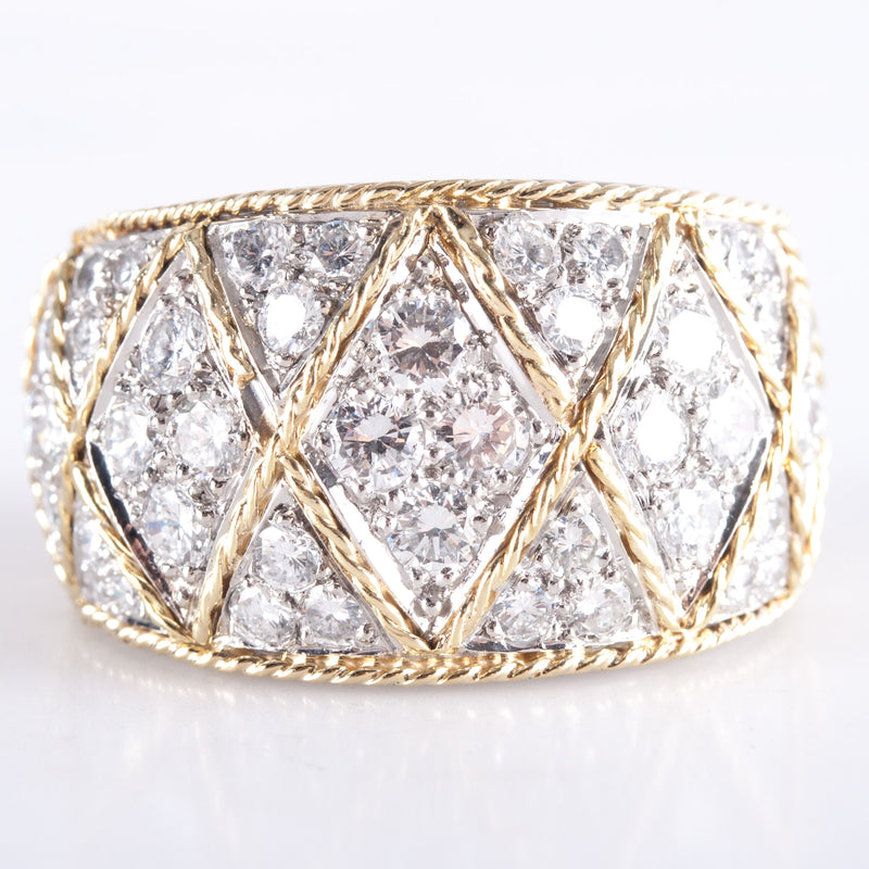 Platinum 14k Yellow Gold Round Diamond Two-Tone Cocktail Ring 2.26ctw 25.8g