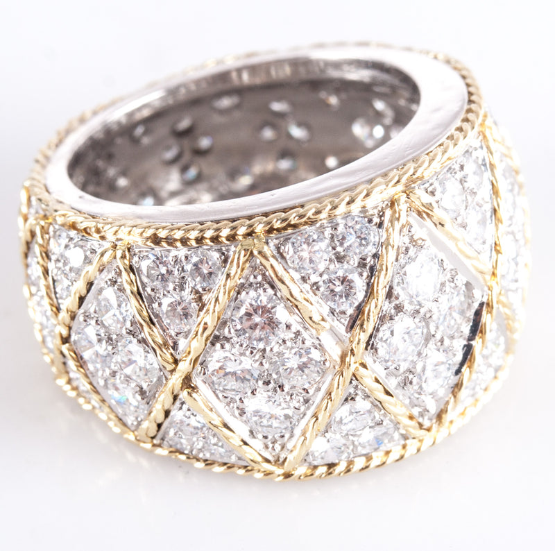 Platinum 14k Yellow Gold Round Diamond Two-Tone Cocktail Ring 2.26ctw 25.8g