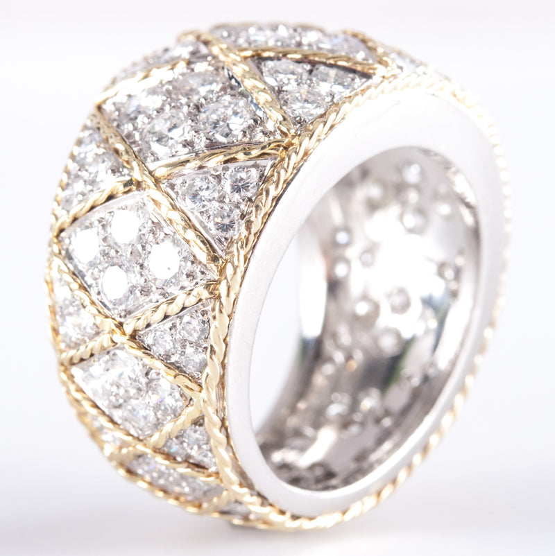Platinum 14k Yellow Gold Round Diamond Two-Tone Cocktail Ring 2.26ctw 25.8g